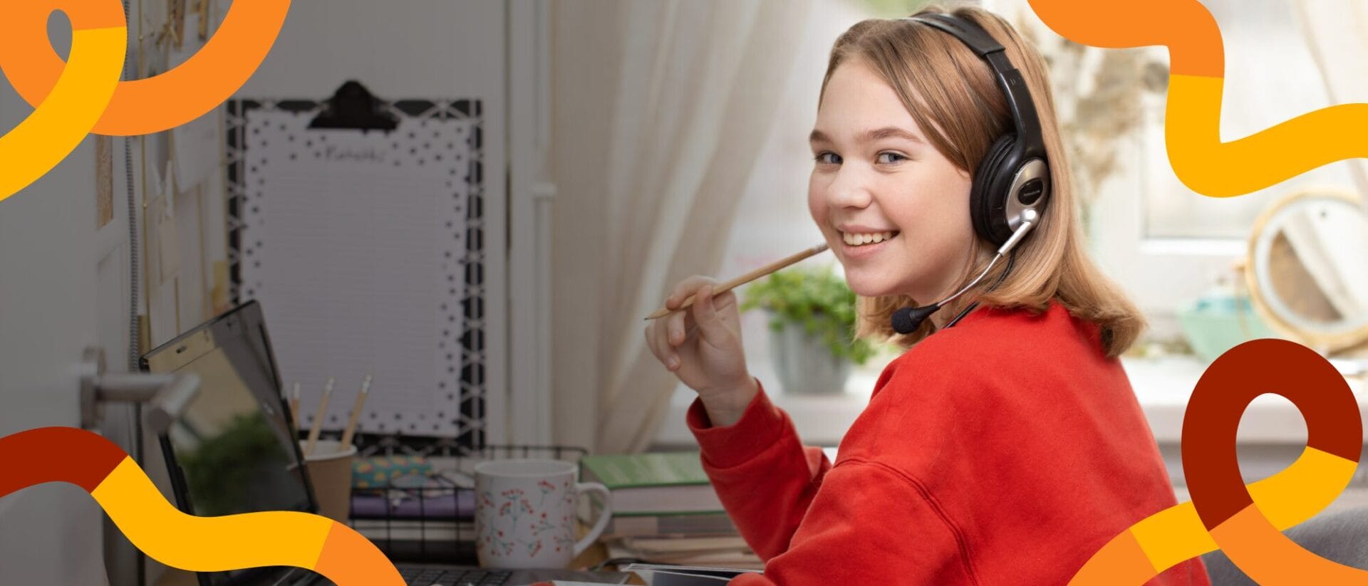 Student using a headset